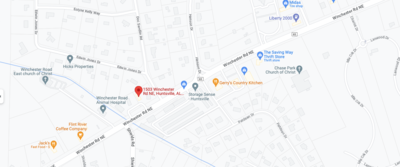 Map to Shiver Chiropractic and Wellness in Huntsville, Alabama